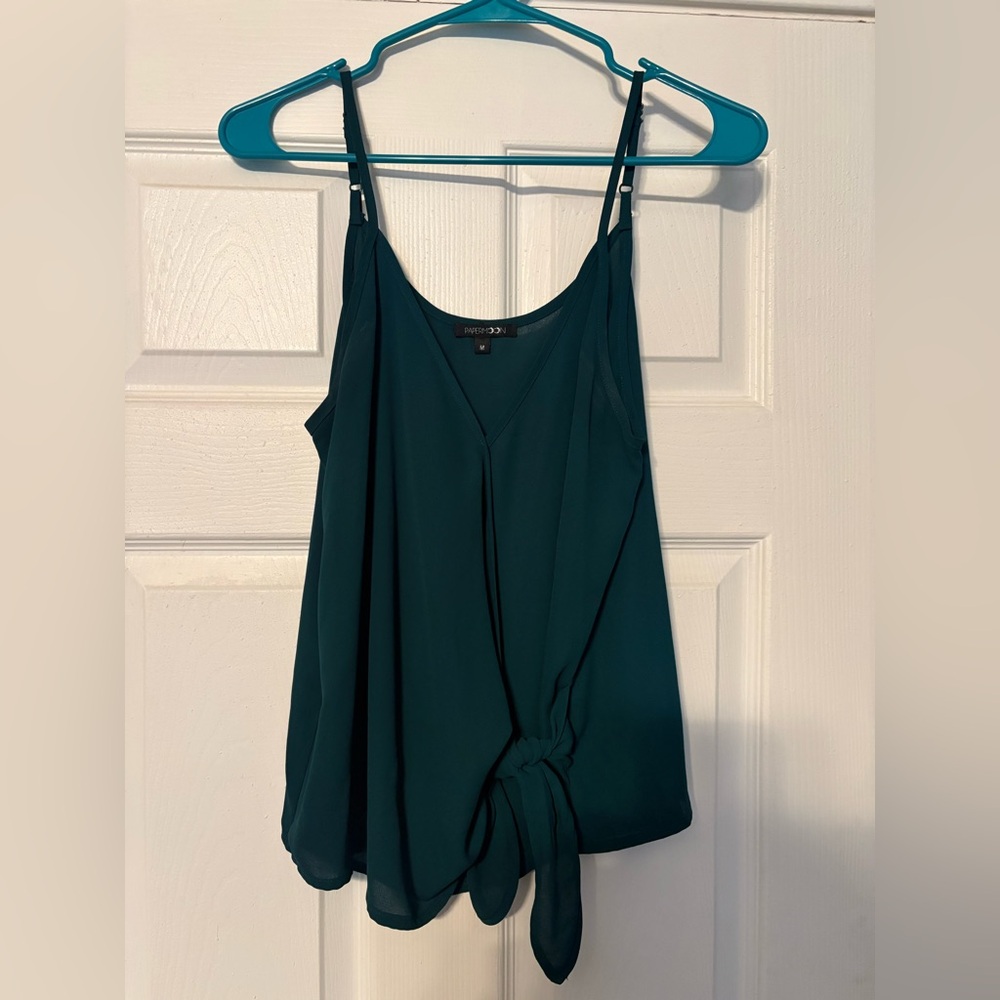 Papermoon Teal Tie-Front V-Neck Cami